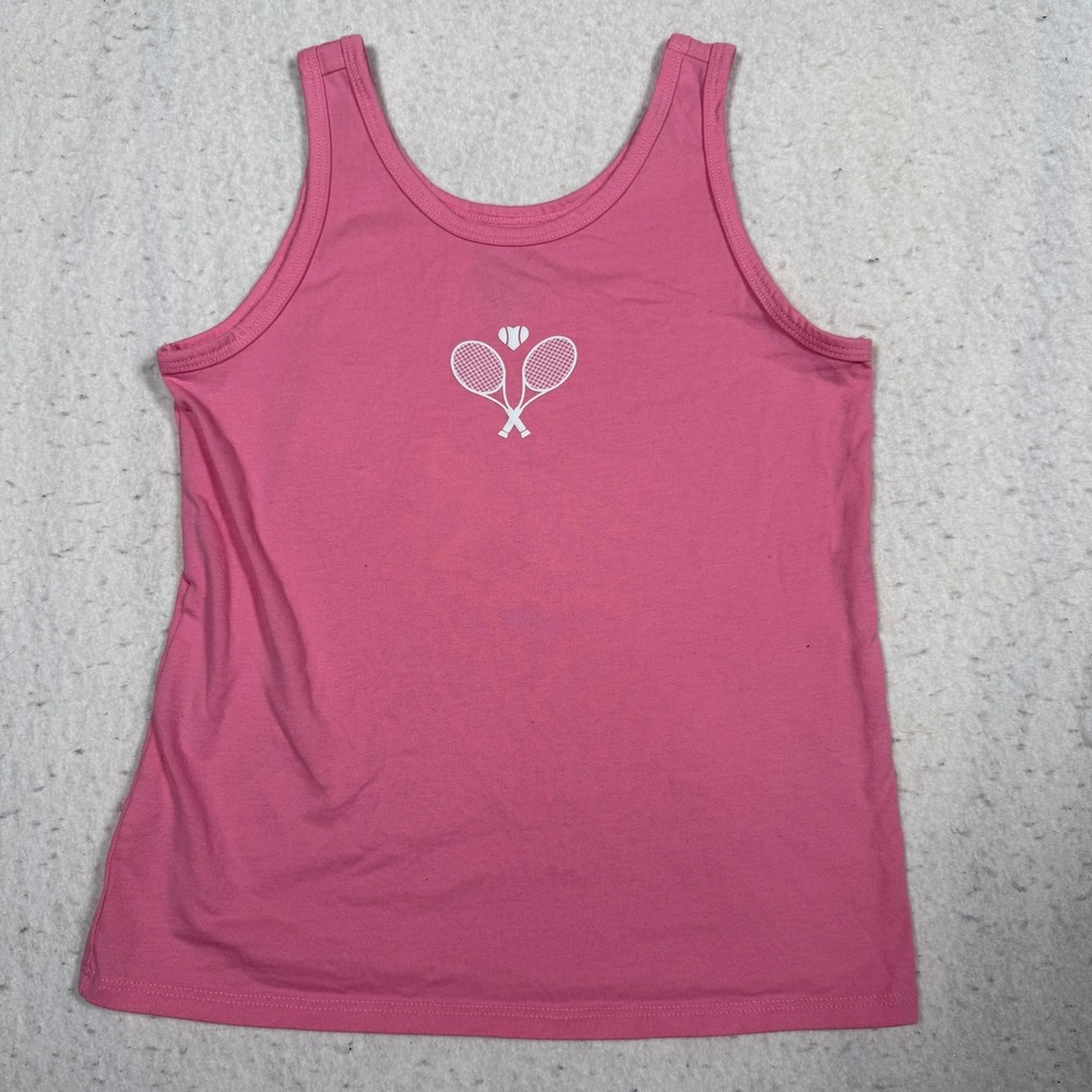 Cat & Jack Kids Pink Tennis Racket Graphic Tank Top Shirt Size M 8